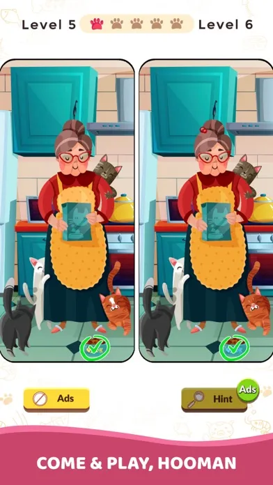 Tangkapan skrin Find the different: cat puzzle