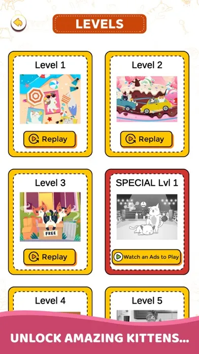 Tangkapan skrin Find the different: cat puzzle