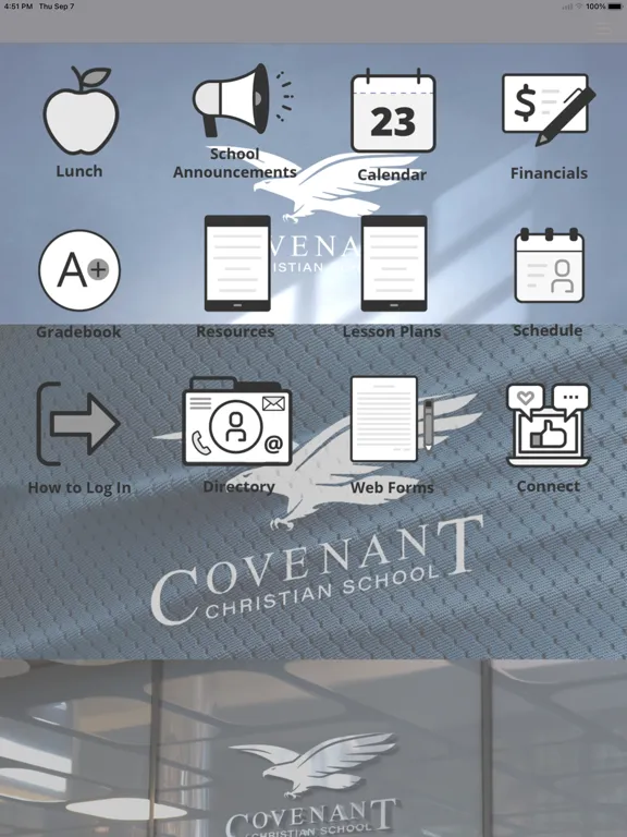 Tangkapan skrin Covenant Christian School AL iPad 