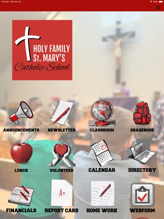 Tangkapan layar Holy Family-St. Mary's School iPad 