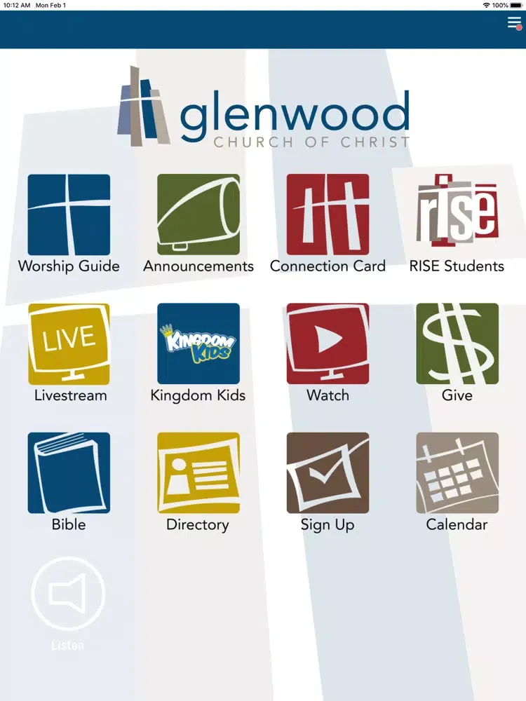 Tangkapan skrin Glenwood Church of Christ iPad 