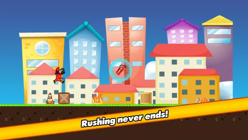 Ảnh chụp màn hình của Fireman Rescue Rush - Run and jump over the fire!