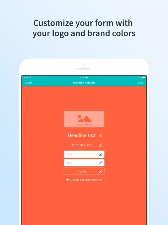 Atom - Subscriber Sign-up App iPad  Screenshots