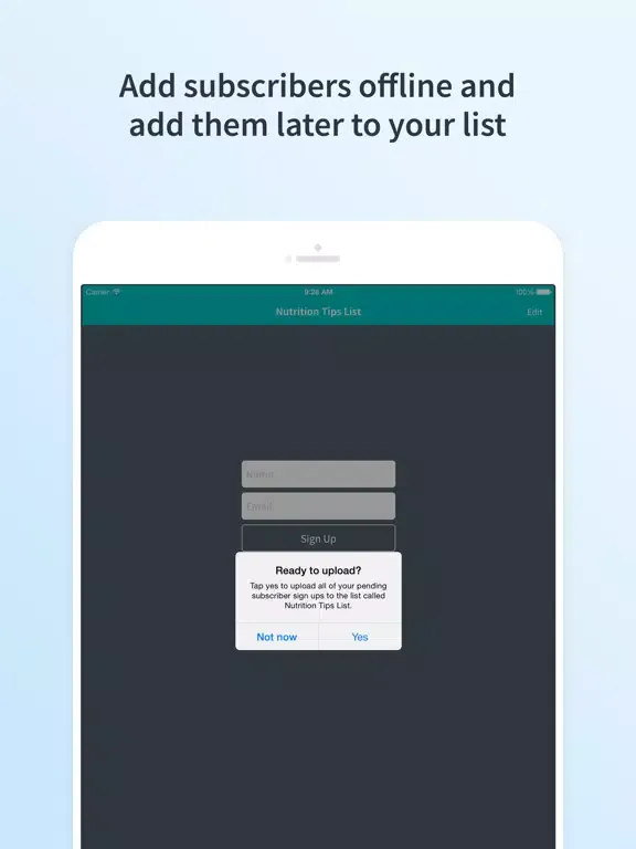 Atom - Subscriber Sign-up App iPad  Screenshots