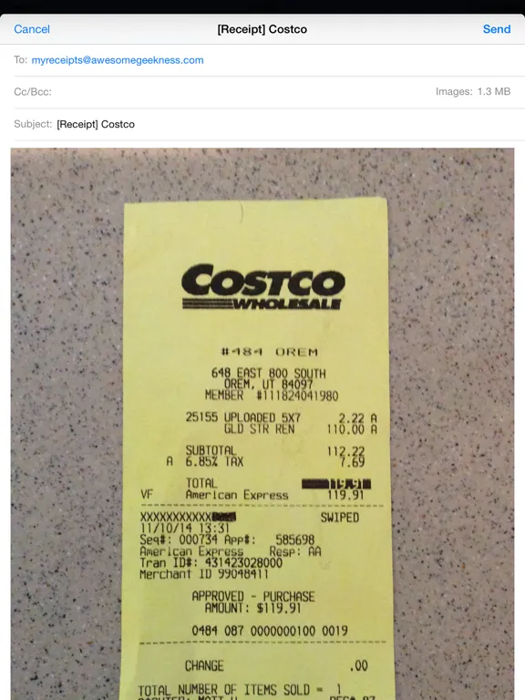 Receipt Emailer iPad  스크린샷