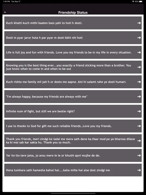 Awesome Status and Quotes 2020 iPad Screenshots