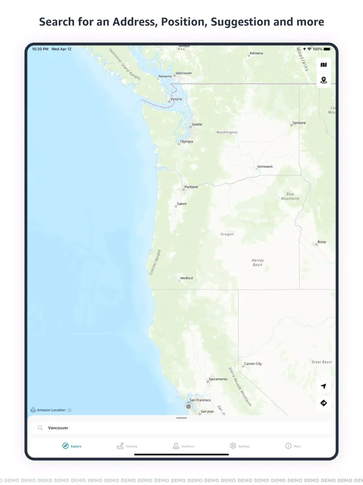 Amazon Location Demo 스크린샷