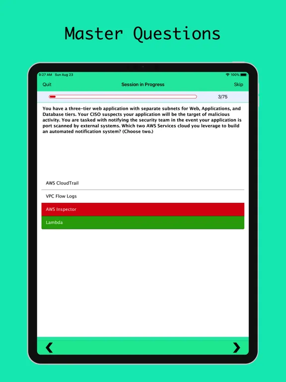 Tangkapan layar AWS Master Prep iPad 