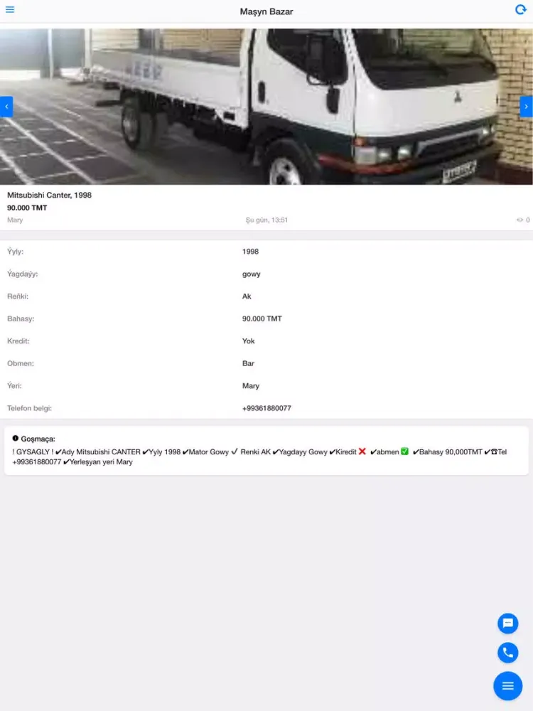 Ảnh chụp màn hình của Maşyn bazar iPad 
