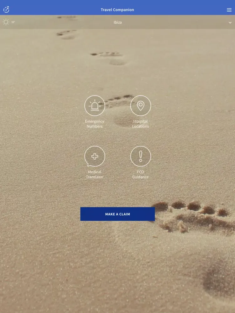 ภาพหน้าจอของ AXA Travel Companion iPad 