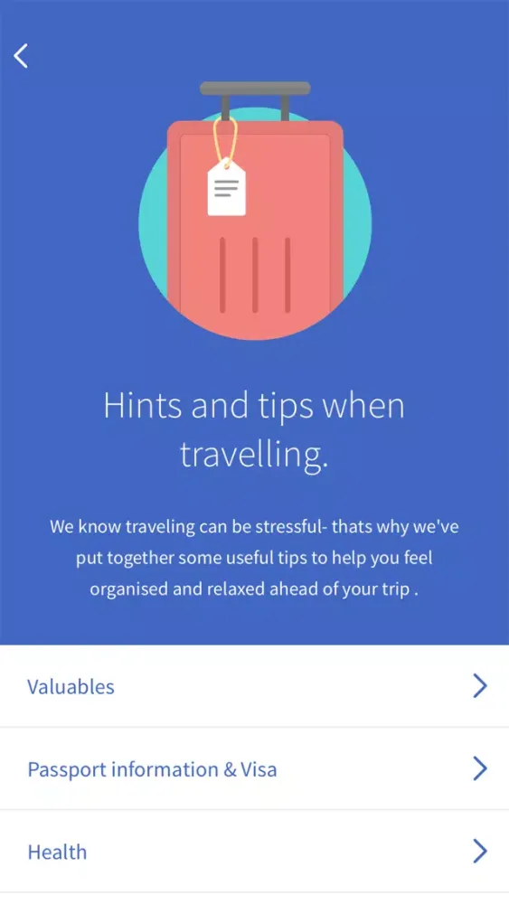 ภาพหน้าจอของ AXA Travel Companion