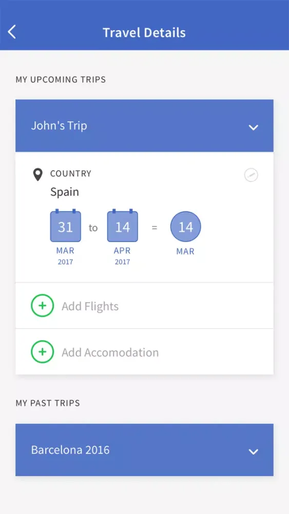 ภาพหน้าจอของ AXA Travel Companion