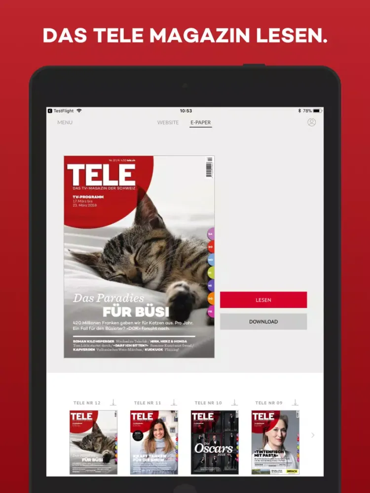 TELE ePaper iPad  Screenshots