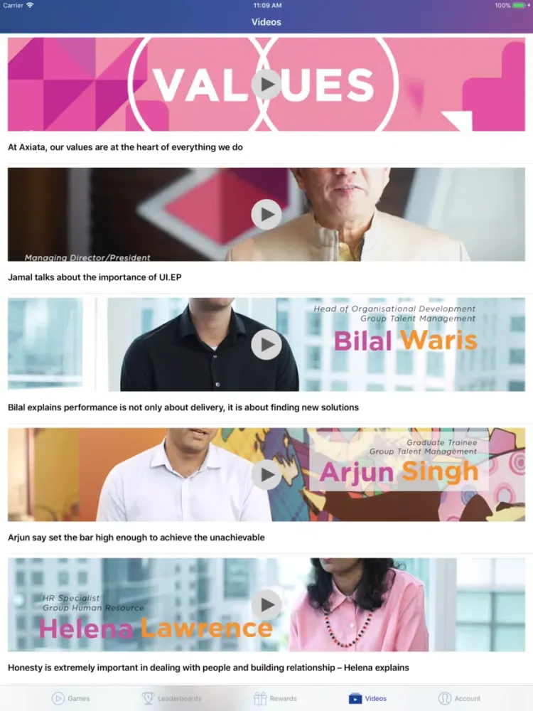 Ảnh chụp màn hình của Core Values iPad 