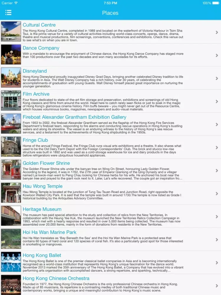 Capturas de pantalla de Hong Kong Places Guide iPad 