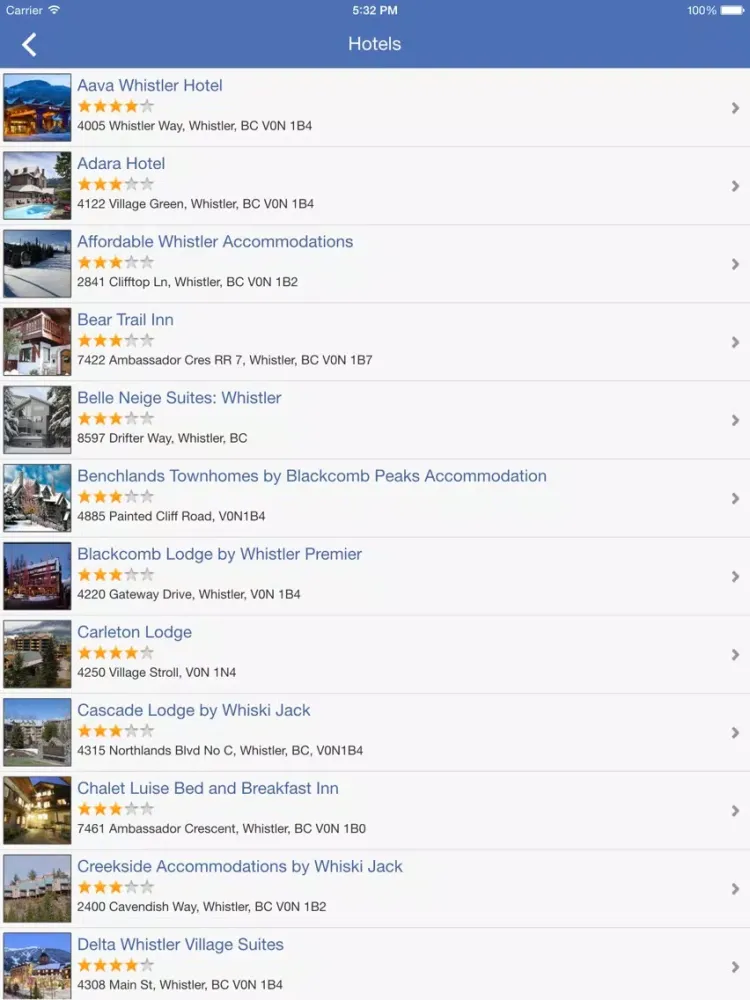 Capturas de pantalla de Whistler Blackcomb Places Guide iPad 