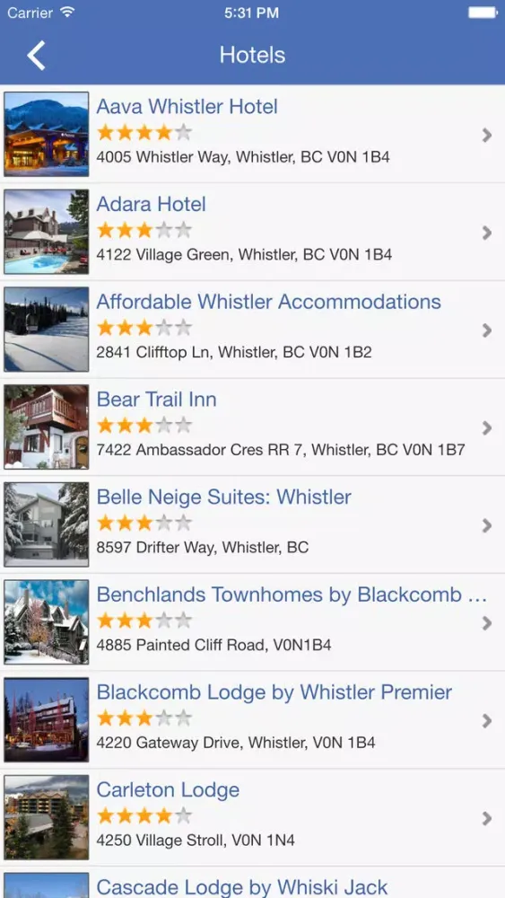 Capturas de pantalla de Whistler Blackcomb Places Guide
