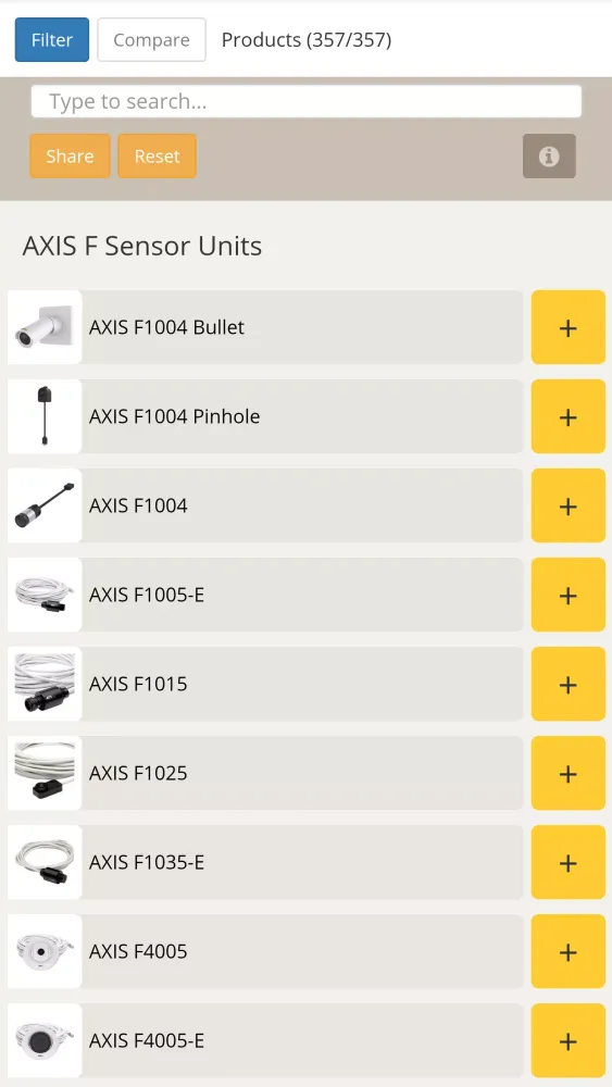 Screenshot di Product selector