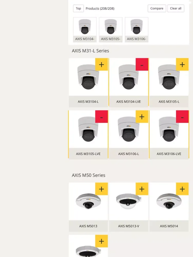 Product selector iPad  Screenshots