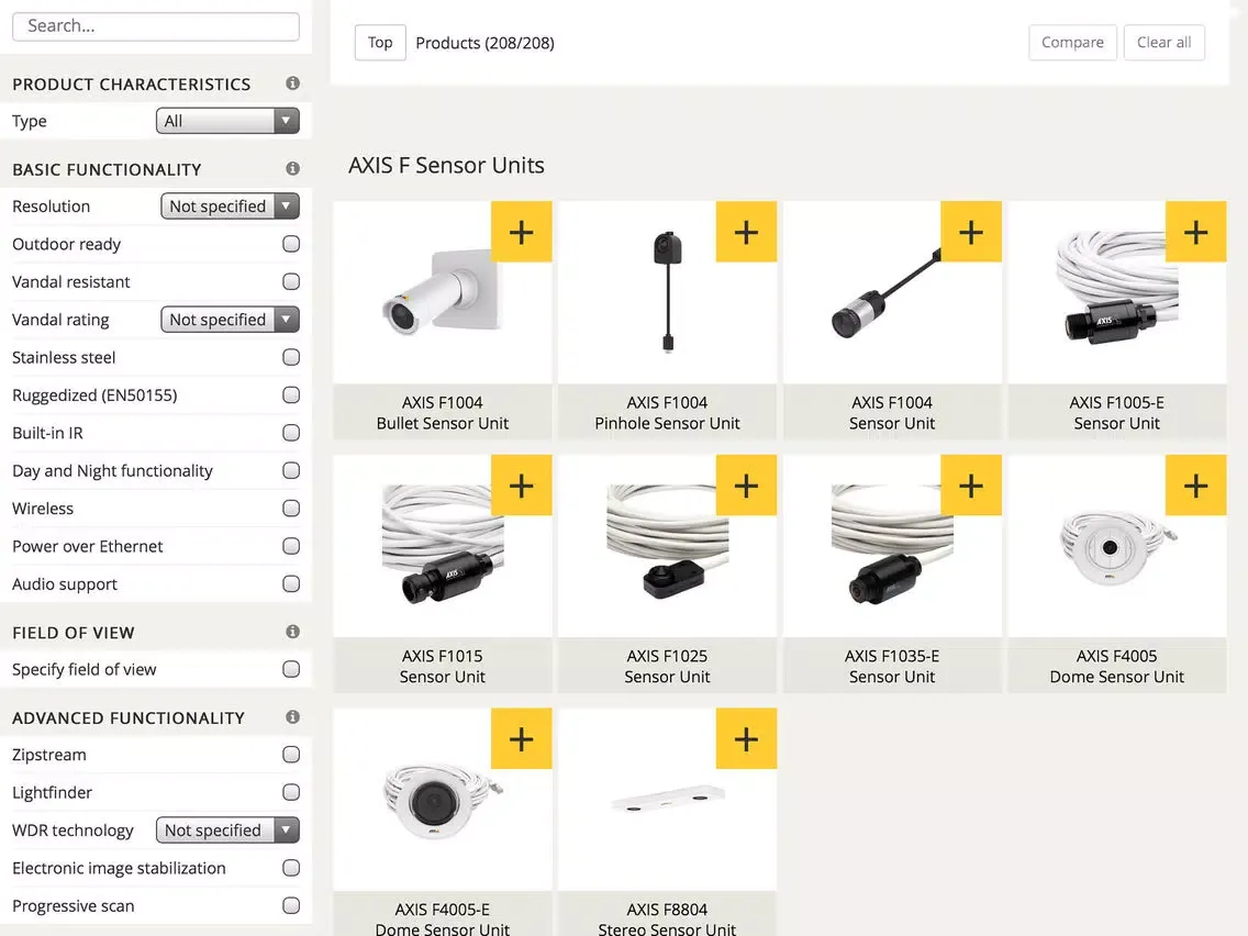 Product selector iPad  Screenshots