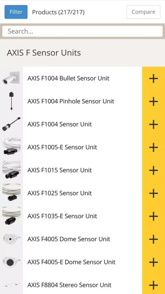 Product selector Screenshots