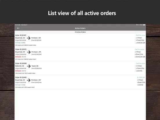 Ảnh chụp màn hình của AxisTMS iPad 