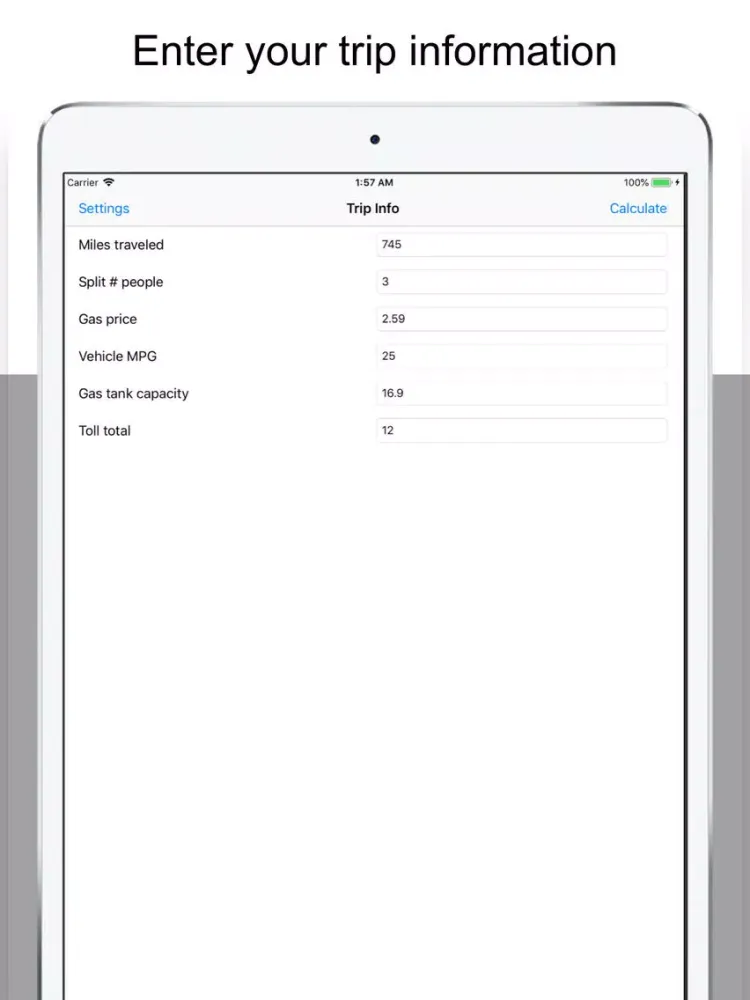 Gas Money Split iPad  سکرین شاٹس