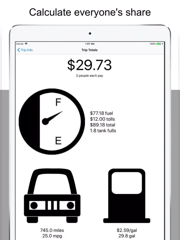 Gas Money Split iPad  سکرین شاٹس