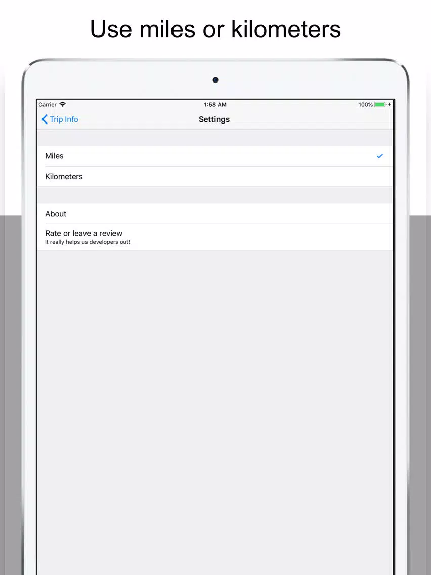 Tangkapan skrin Gas Money Split iPad 