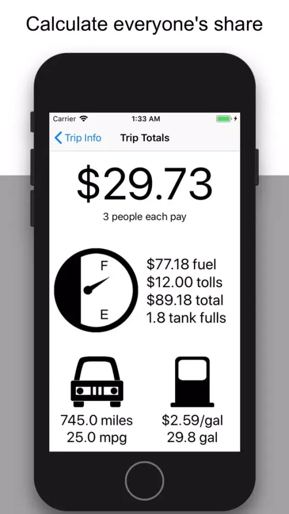 Gas Money Split سکرین شاٹس