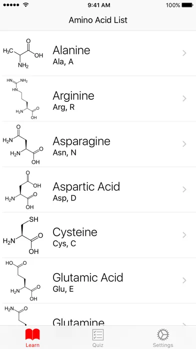 Zrzuty ekranu Amino Acid Guide