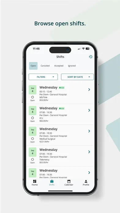 Ảnh chụp màn hình của Shifts by Aya Healthcare
