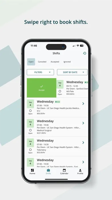 Ảnh chụp màn hình của Shifts by Aya Healthcare