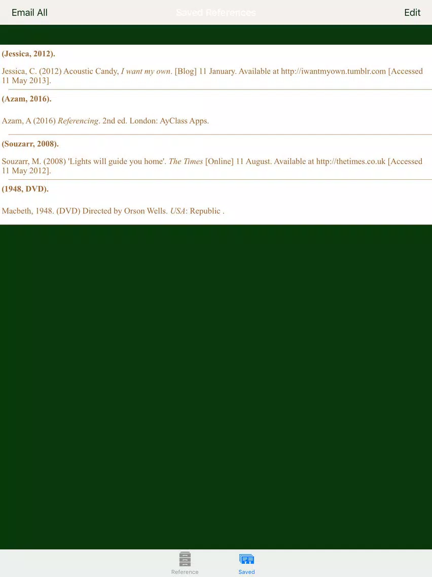 تصاویر Easy Harvard Referencing Generator iPad 