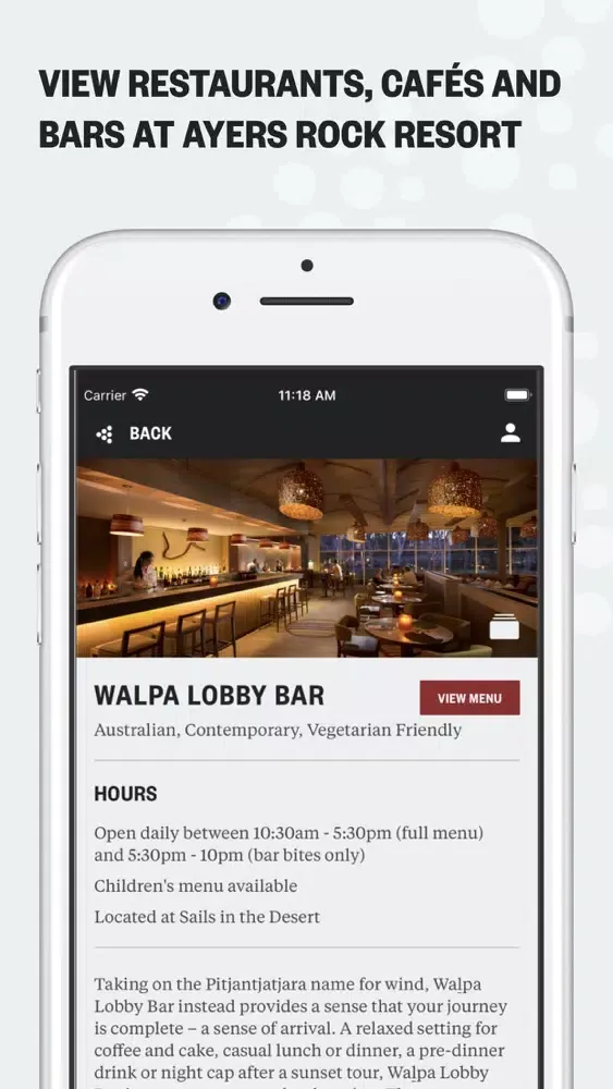Captures d'écran de Ayers Rock Resort Planner