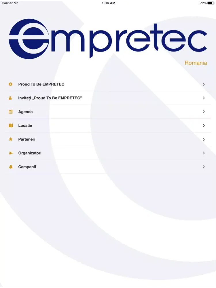 Tangkapan skrin EMPRETEC Romania iPad 