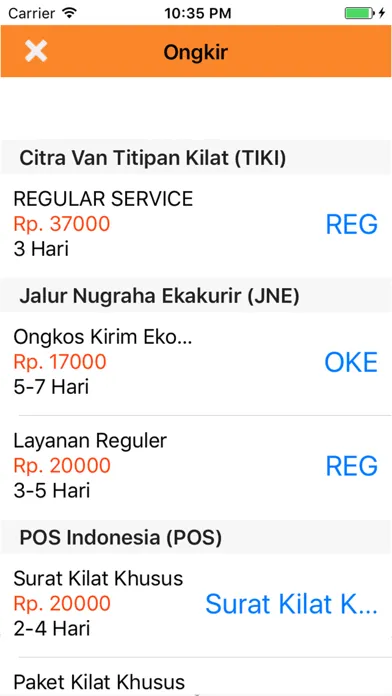 Capturas de pantalla de Cek Resi dan Ongkir Kiriman