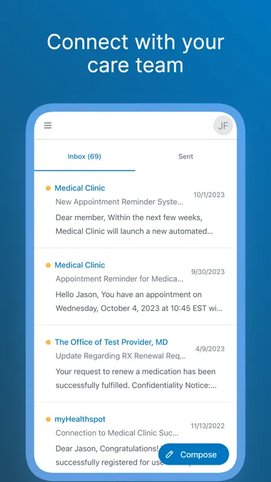 Captures d'écran de myHealthspot