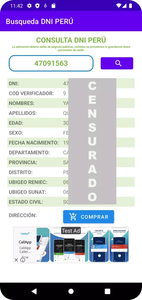 Búsqueda DNI PERÚ Screenshots