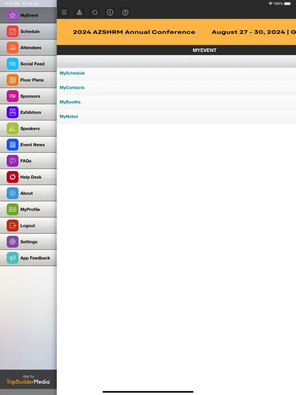 Capturas de tela do 2024 AZSHRM Annual Conference iPad 