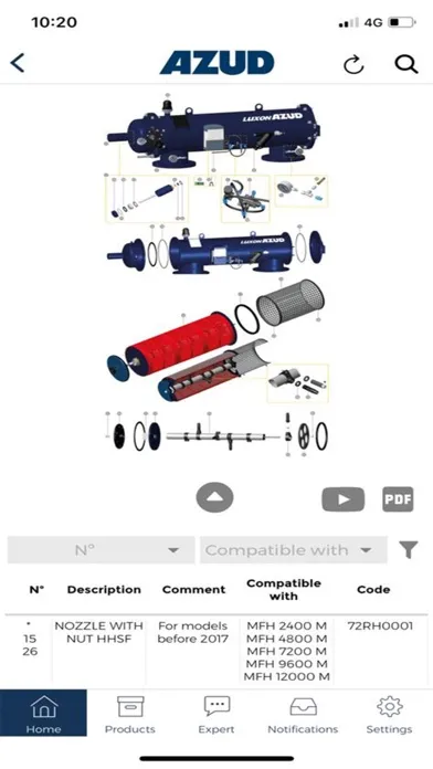 Zrzuty ekranu AZUD Spares