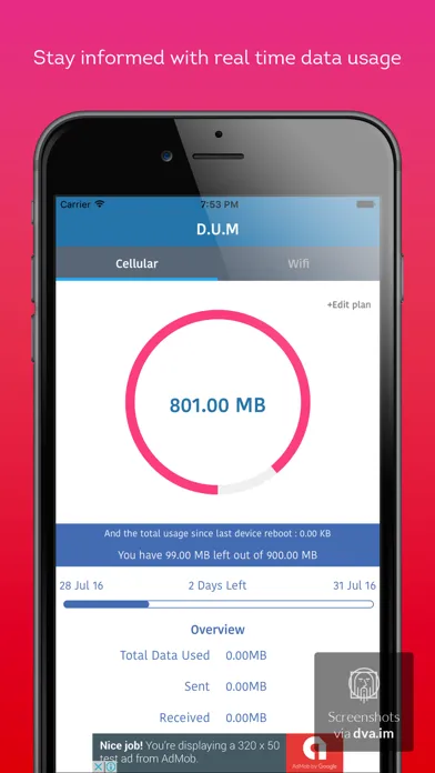 DUM Data usage manager-Track network data usage,Monitor mobile data plan manager স্ক্রিনশট