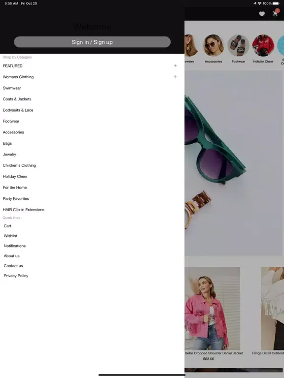 Tangkapan layar AZZA Lifestyles iPad 