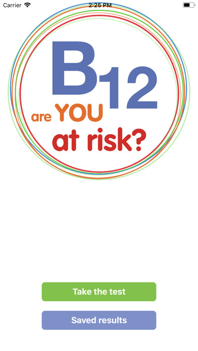 ภาพหน้าจอของ B12 Deficiency - risk checker