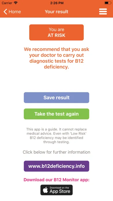B12 Deficiency - risk checker应用截图