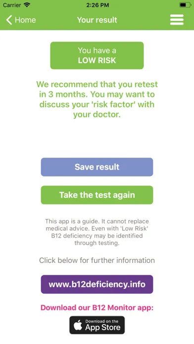 B12 Deficiency - risk checker应用截图