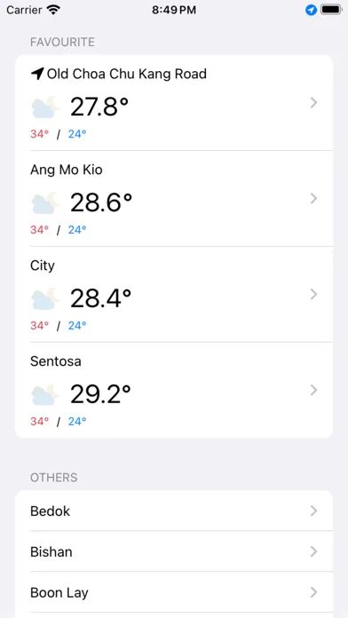 SG Weather Application سکرین شاٹس