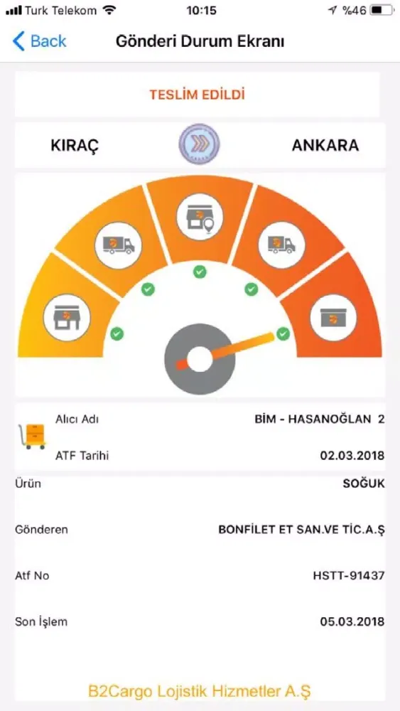 Zrzuty ekranu B2Cargo Kurumsal
