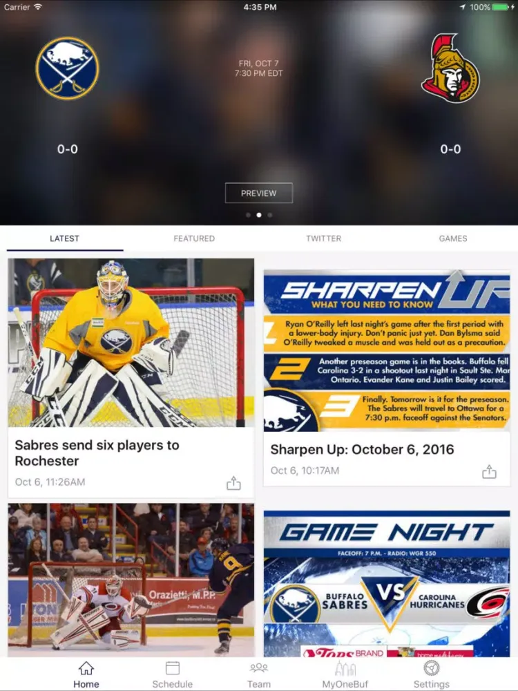 Screenshot di Buffalo Sabres Mobile iPad 