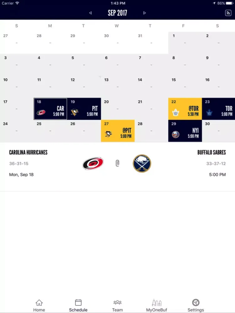Screenshot di Buffalo Sabres Mobile iPad 